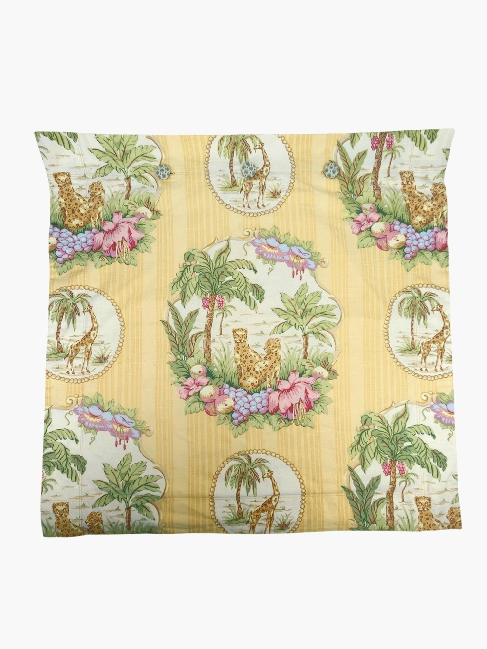 Vintage Safari Jungle Pillow Sham 25x25 | Giraffe Leopard Tropical Cottagecore